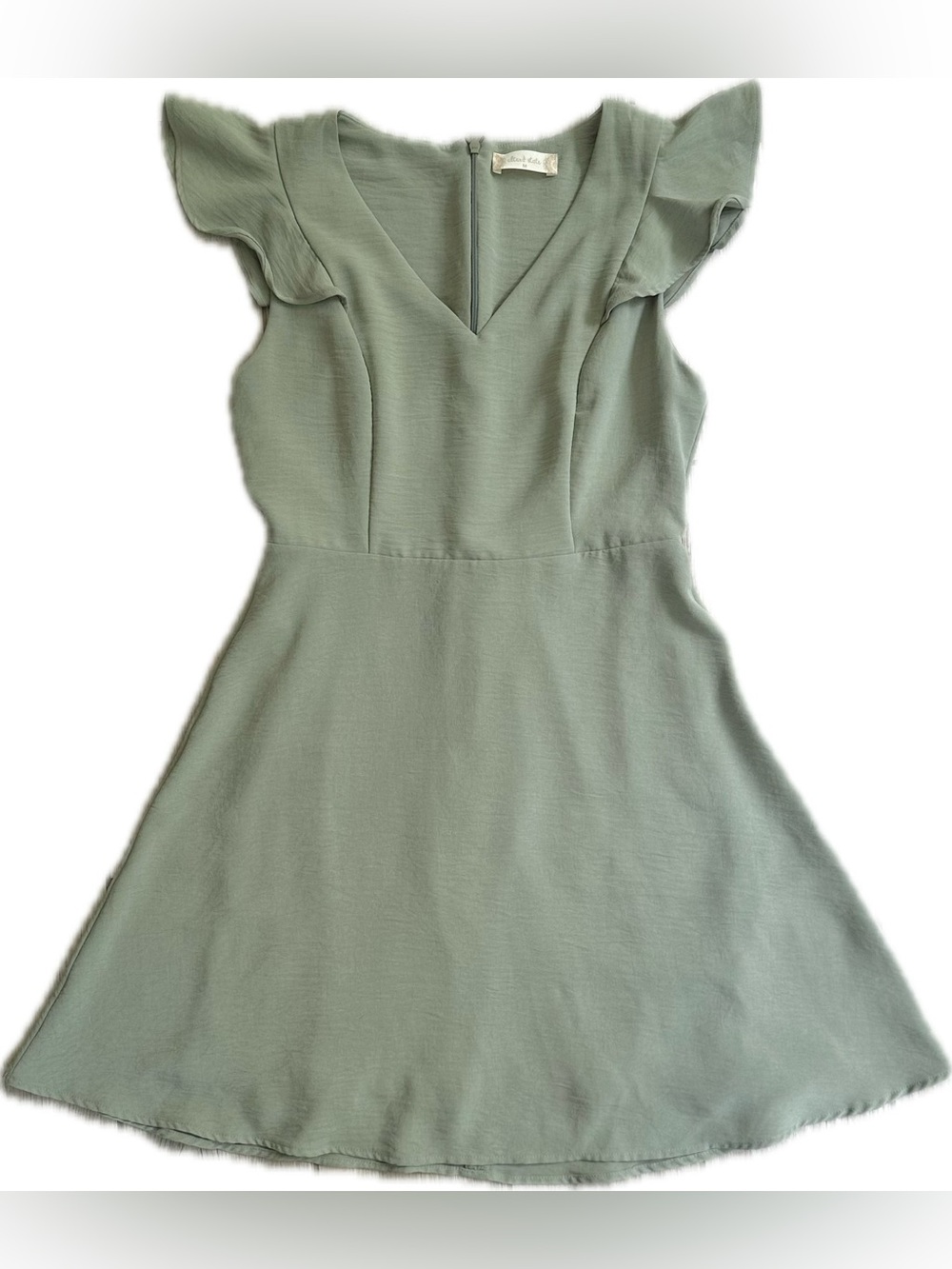 Altar'd State Sage Green V-Neck Flutter Sleeve Mini Dress - Picture 2 of 5